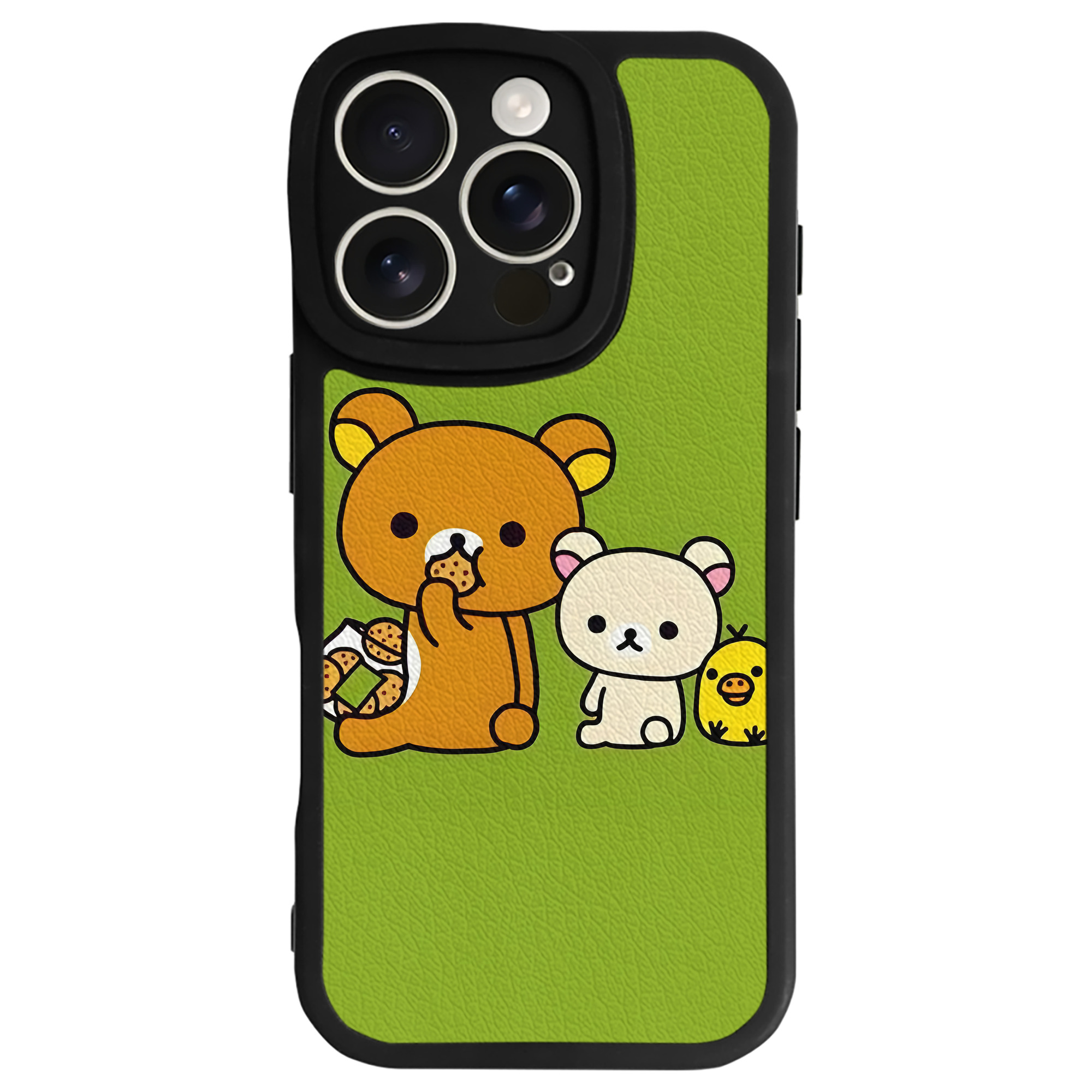（画像用） リラックマ リラックマ キイロイトリ Rilakkuma Korilakkuma Kiiroitori 【iPhone 16シリーズ対応】シリコンスマホケース（レザー調） 材質：シリコン